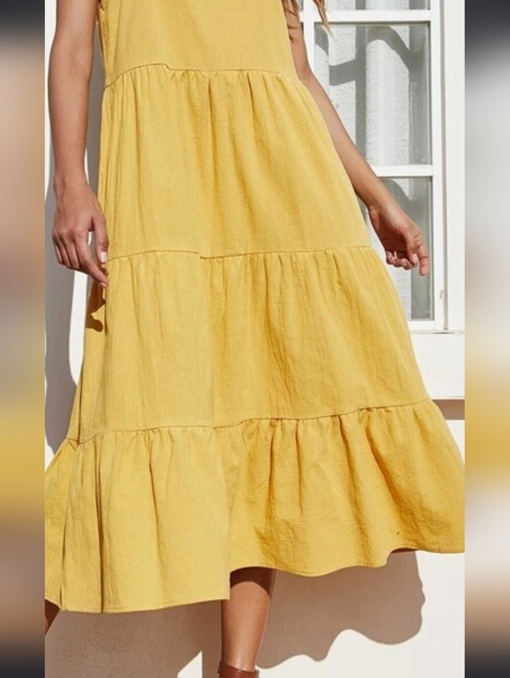 Mud Pie Yellow Tiered Midi Skirt